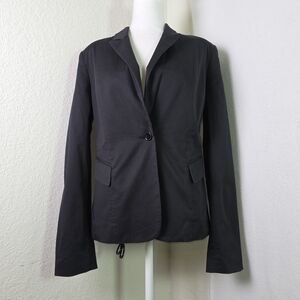 Body by Victoria Black Fitted Blazer | Stretch Cotton One Button Jacket Size 10